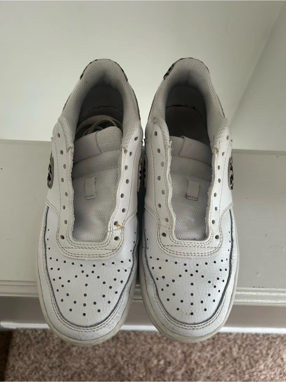Nike White Sneakers Cheetah Print Size 7🔥